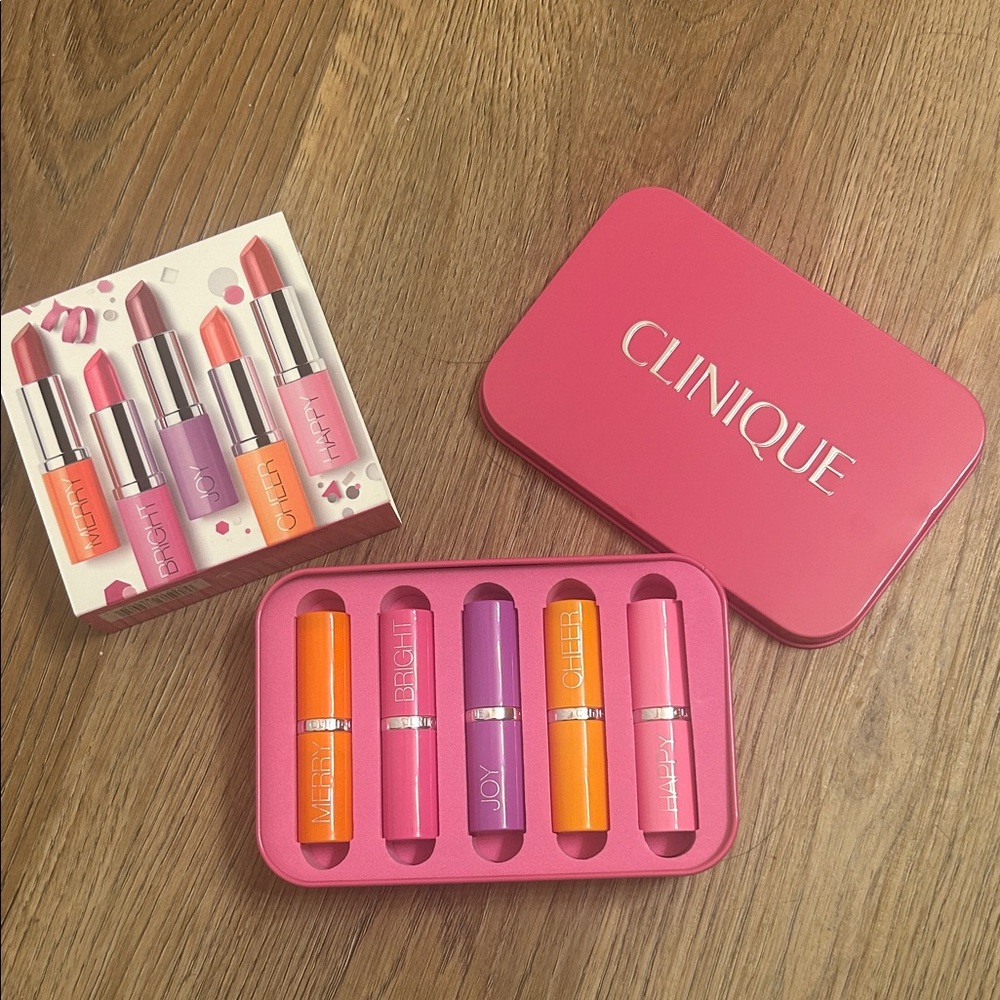 Clinique Lipstick Collection - Vibrant Pink, Orange, and Purple